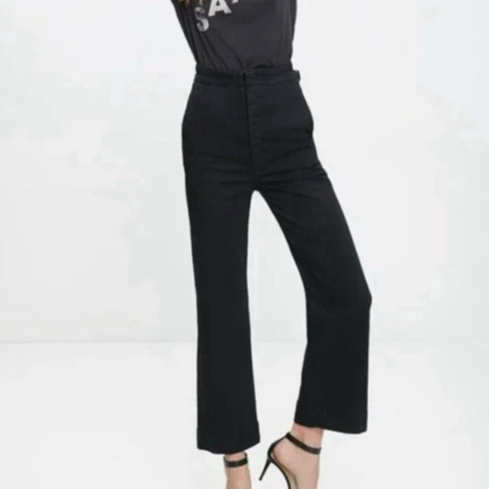 Mother The Cinch Greaser Wide Leg Crop Jean Black Not Guilty - Size 26